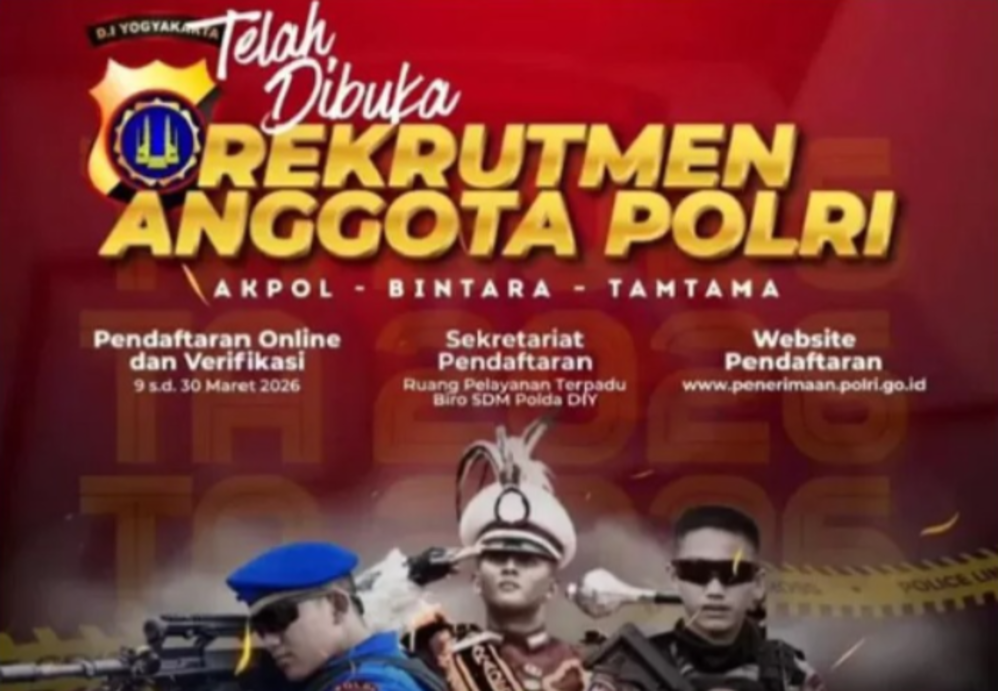 Rekrutmen penerimaan anggota Polri 2026 sudah dibuka. (Istimewa/Polresta Yogyakarta)