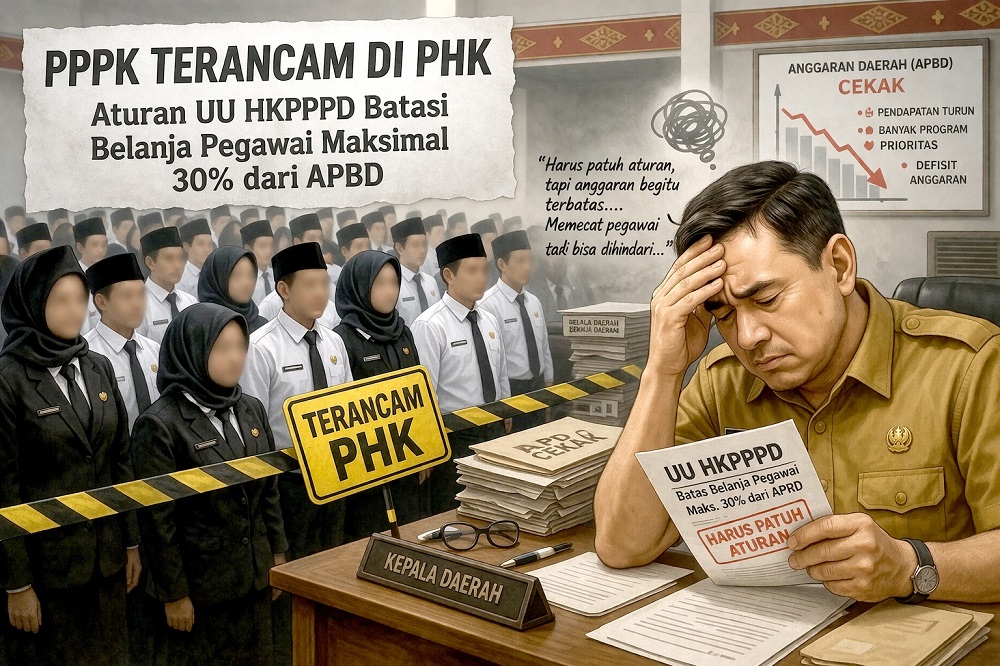 ILUSTRASI daerah yang terhimpit pilihan untuk memberhentikan atau mempertahankan PPPK. F. chatgpt
