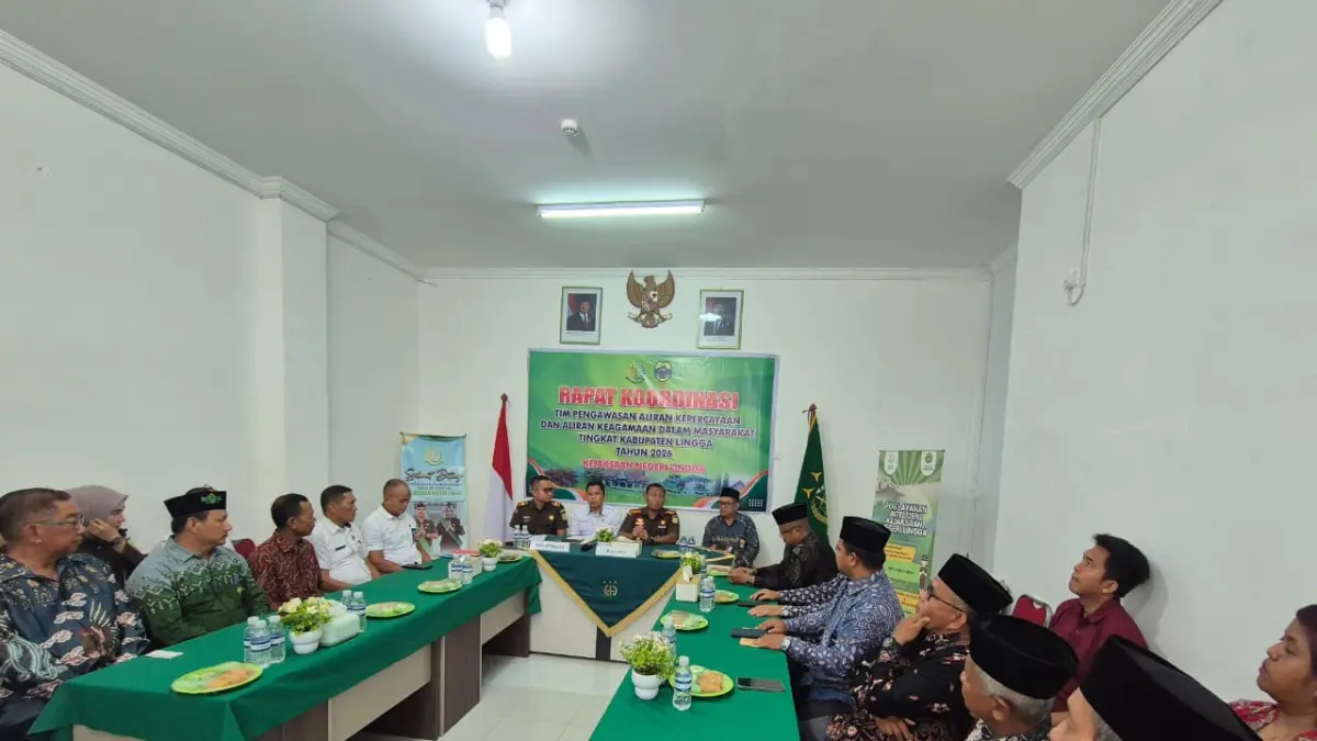Rapat koordinasi PAKEM Lingga di Kantor Kejaksaan Negeri Lingga, Rabu (1/4). F. Vatawari/BATAM POS
