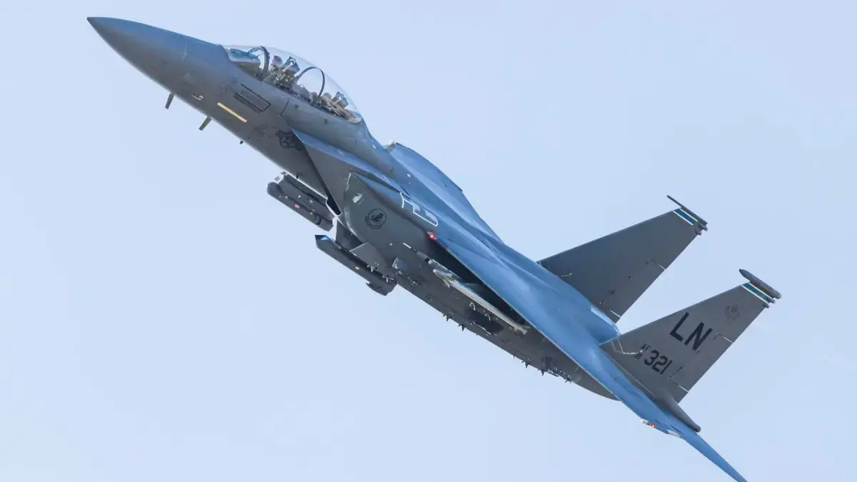 Jet tempur F-15E Strike Eagle AS yang ditembak jatuh di Iran. (CBS News)