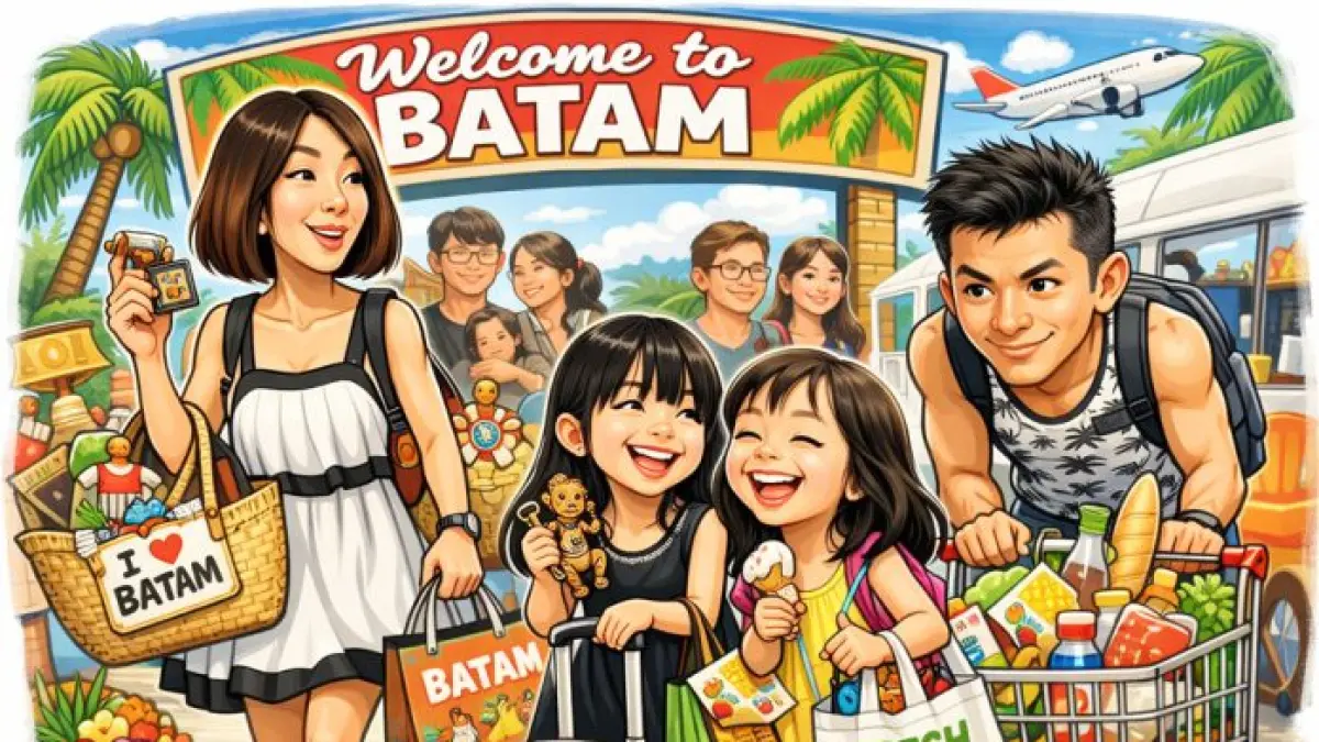 ILUSTRASI turis berbelanja di Batam. PHRI menyebut tingkat hunian hotel masih cukup stabil di awal tahun. Foto: chatgpt
