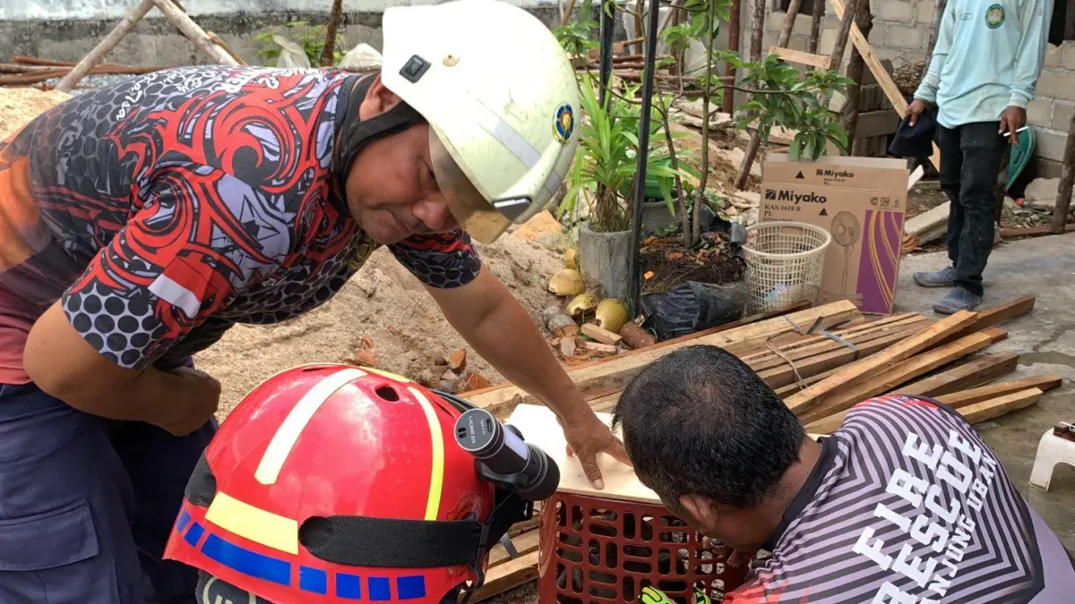 MONYET kerap berkeliaran dan masuk rumah warga di warga Perumahan Citra Onyx, Tanjunguban, Kecamatan Bintan Utara, Sabtu (18/4/2026), dievakuasi. F.Damkar Tanjunguban untuk Batam Pos