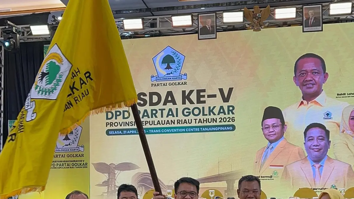 ADE Angga usai terpilih sebagai Ketua DPD Golkar Kepri dalam Musda ke-5 2026, Selasa (21/4). F. Golkar untuk Batam Pos