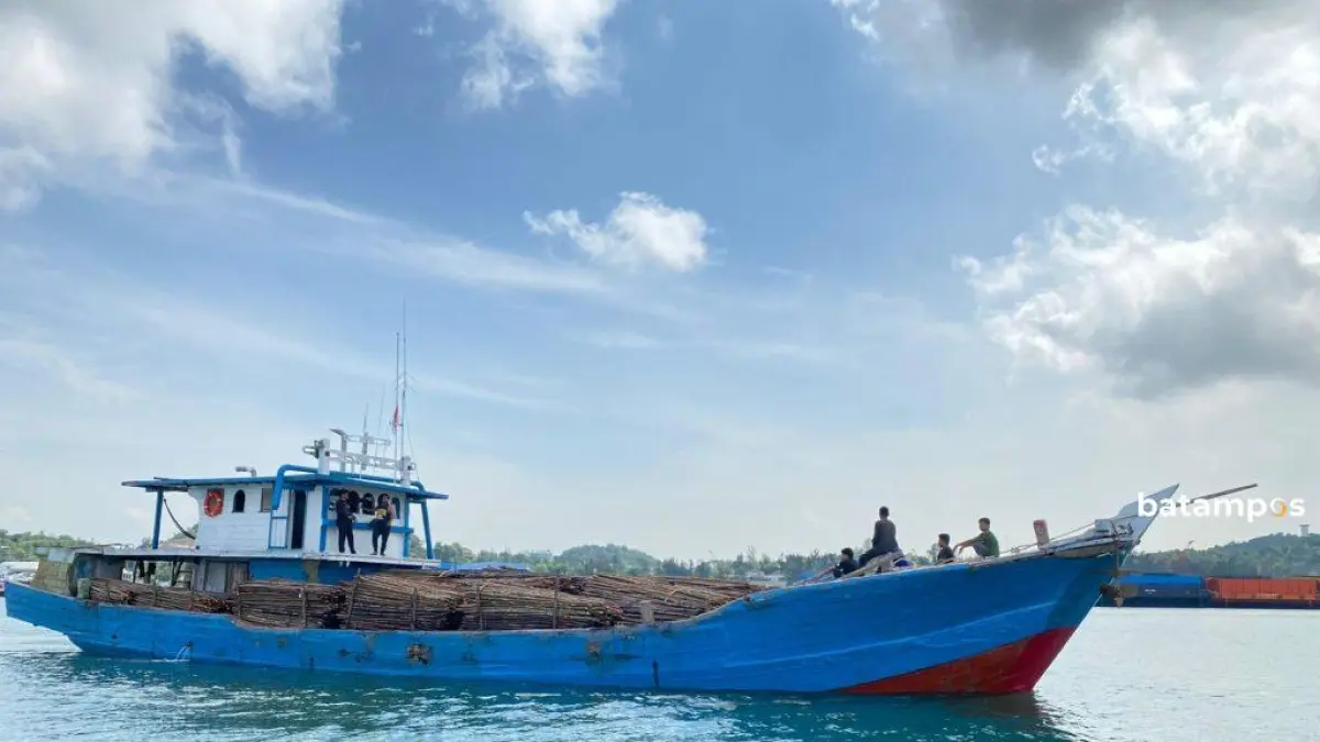 Polairud Polda Kepri menggagalkan penyelundupan kayu bakau ilegal ke SIngapura. F. Istimewa