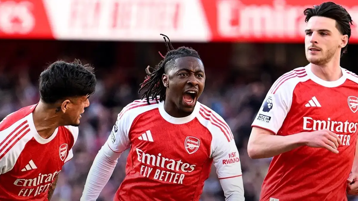 Selebrasi pemain Arsenal usai mencetak gol ke gawang Newcastle United dalam lanjutan Premier League di Emirates Stadium. (Twitter/@premierleague)
