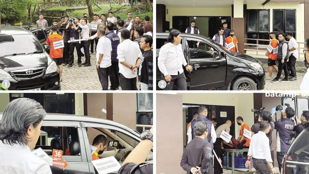 Subdit IV Ditreskrimum Polda Kepri menggelar rekonstruksi kasus penganiayaan yang menewaskan Bripda Natanael Simanungkalit di Rusun Remaja Polda Kepri, Senin (27/4). F.Yashinta/batampos