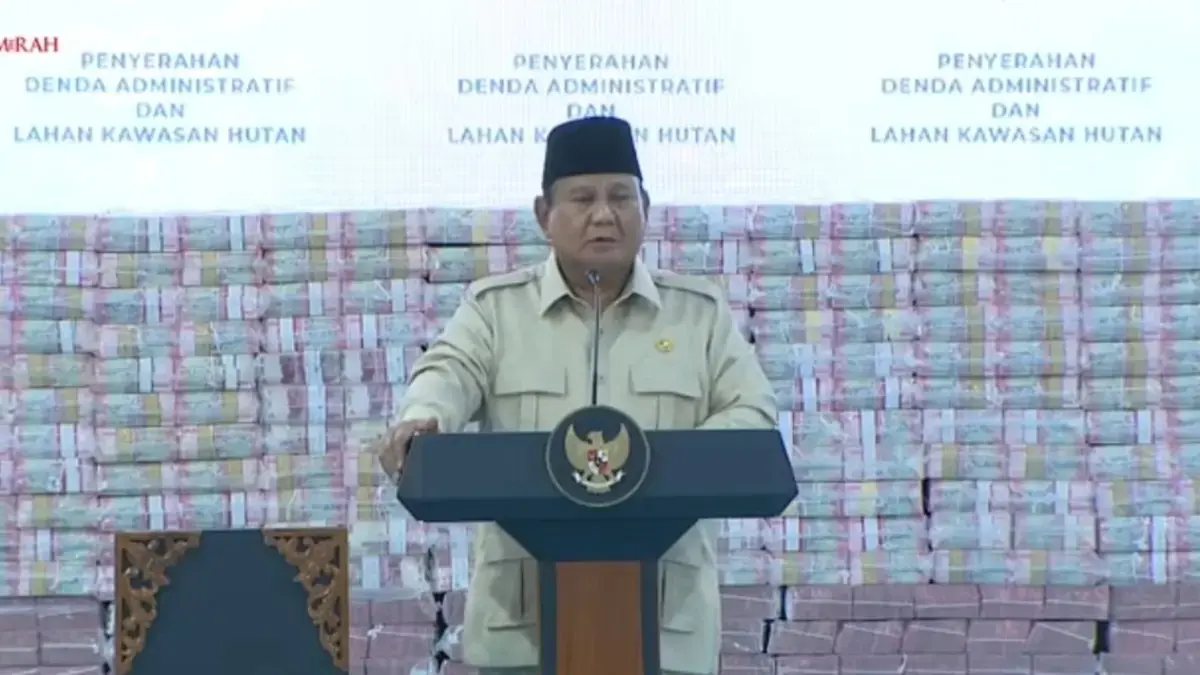 Presiden Prabowo Subianto saat memberikan sambutan dalam acara 