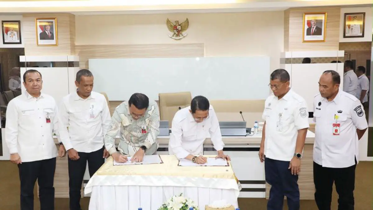 Penandatanganan kerjasama antara pihak Pemerintah Kota Batam bersama BRK Syariah di Kantor Wali Kota Batam, Kepri (19/5/2026). (ANTARA/HO-Diskominfo Batam) 