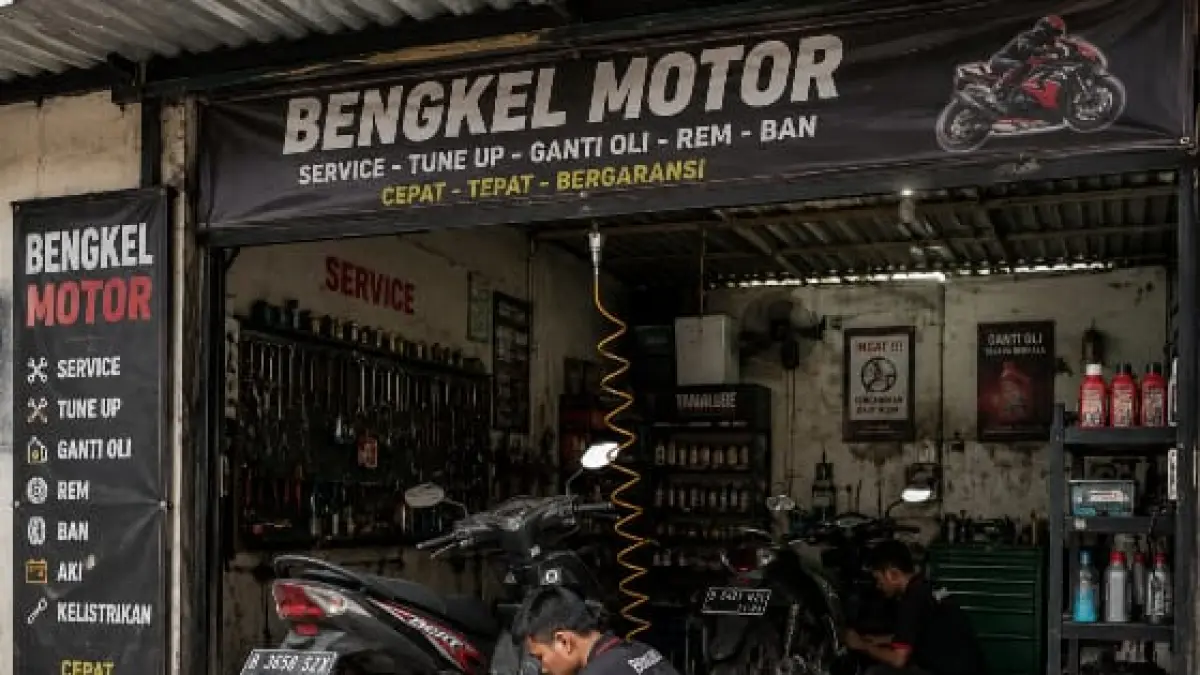 Ilustrasi Bengkel Motor. Foto. ChatGPT