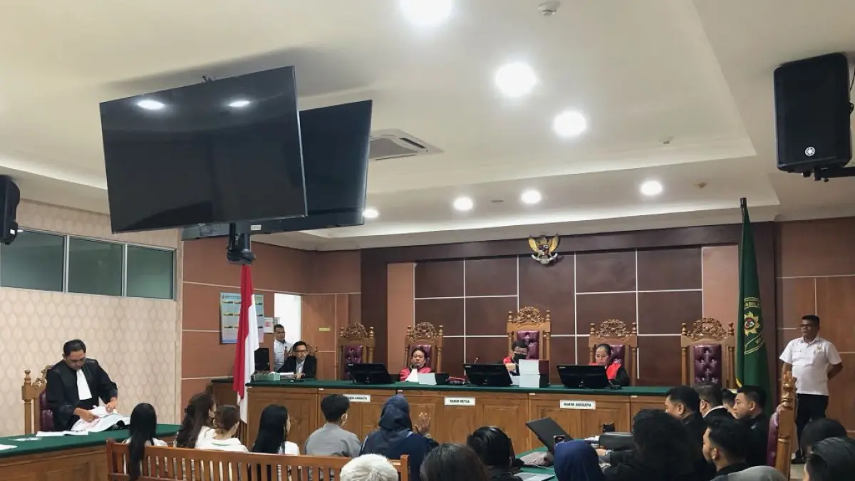 Suasana Ruang Sidang PN Batam Pada Perkara Dugaan Pembunuhan Kepada Calon LC di Batam. Foto Azis Maulana
