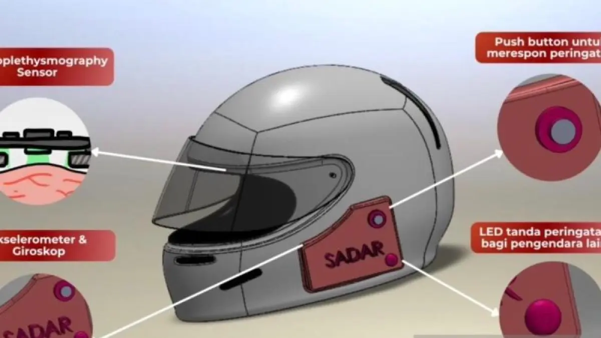 ILUSTRASI helm pintar buatan mahasiswa ITB. F Antara