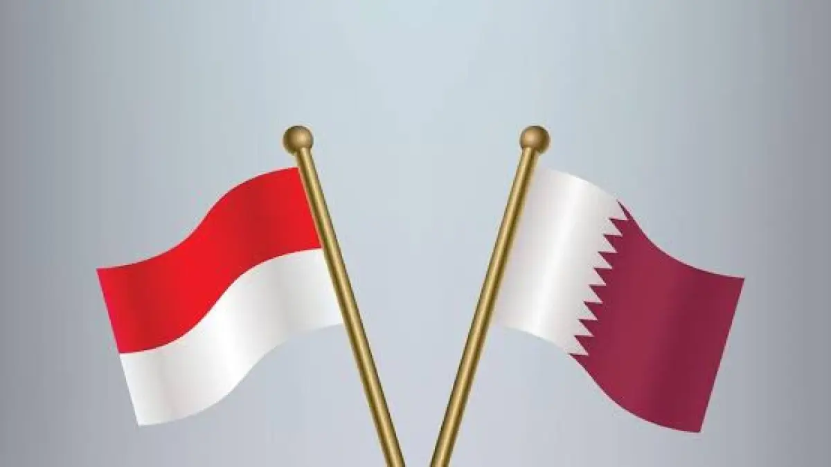 Ilustrasi bendera Indonesia dan Qatar. F Vecteezy