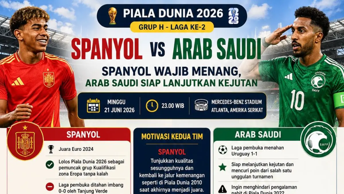 infografis Spanyol vs Arab Saudi. F chatgpt