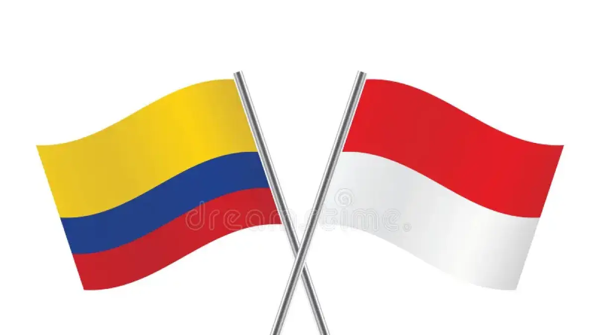 ILUSTRASI bendera Indonesia dan Kolombia. F Stock Vector