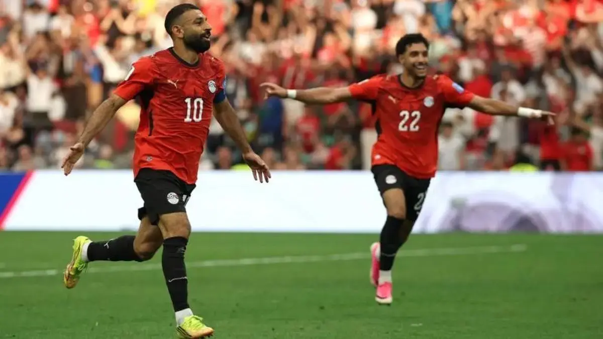 Selebrasi penyerang timnas Mesir Mohamed Salah pada laga lawan Selandia Baru di piala dunia. (FIFA) 