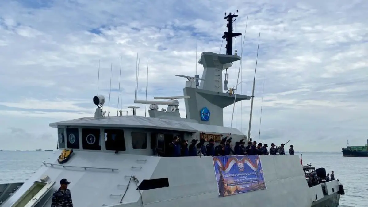 Pelepasan kapal KRI Beladau Ekspedisi Rupiah Berdaulat di Pelabuhan Bintang 99 Batu Ampar Batam, Kepri, Kamis (2/7/2026). (ANTARA/Amandine Nadja) 