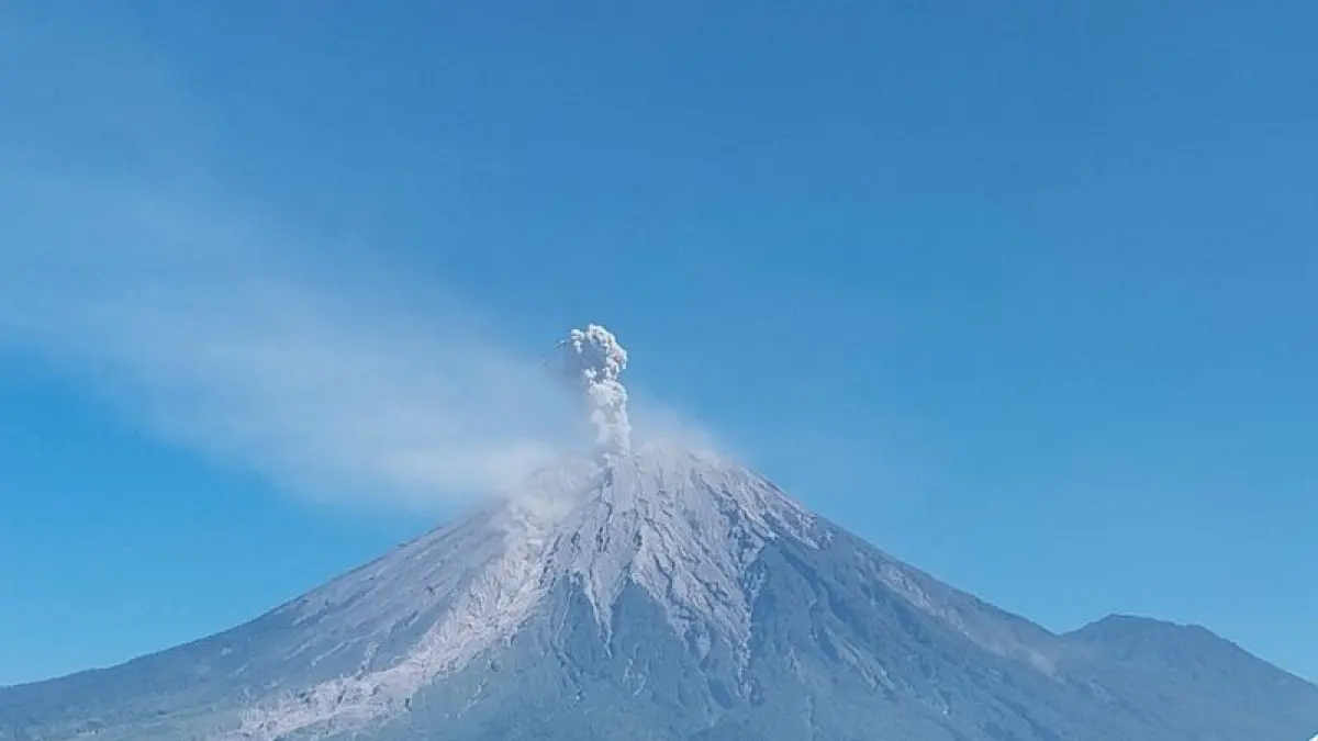 Gunung Semeru erupsi dengan tinggi letusan 1. 300 meter di atas puncak pada Jumat (3/7/2026). ANTARA/HO-PVMBG