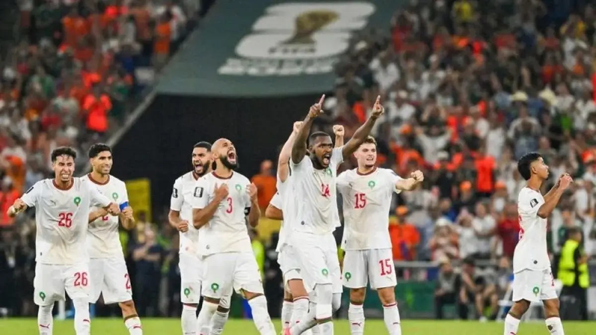 Timnas Maroko mengalahkan Kanada dengan skor akhir 3-0. Brace Azzedine Ounahi dan gol Soufiane Rahimi membawa Singa Atlas melaju ke perempat final Piala Dunia 2026. (Aditya Pradana Putra/Antara)