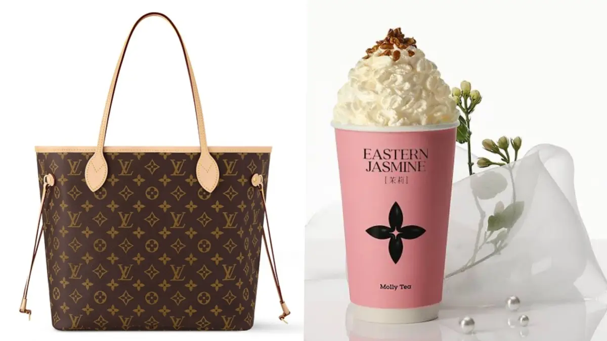 Logo bunga Molly Tea dinilai meniru Louis Vuitton. (x.com/yicaichina)