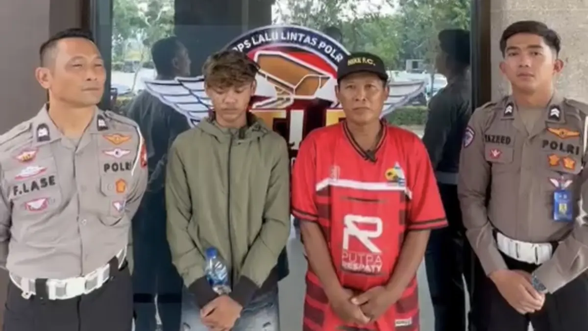 Pelaku pengendara motor yang ugal-ugalan setelah diamankan polisi di Mapolda Kepri. F Dirlantas Polda Kepri untuk Batam Pos