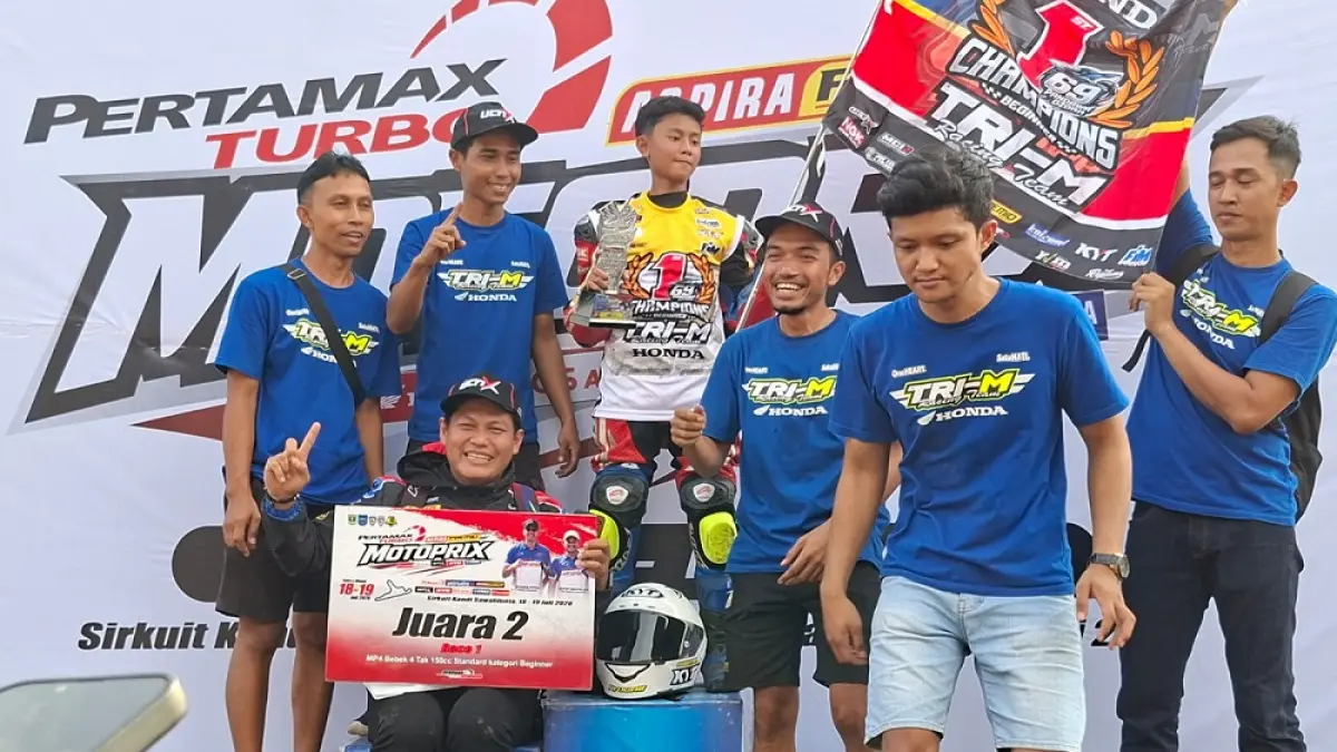 Pandawa Ozora, pembalap asal Batam, meraih gelar Juara Nasional Motoprix 2026. Foto: Istimewa