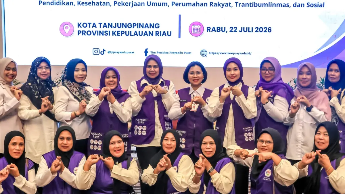 Ketua TP Posyandu Bintan, Hafizha Rahmadhani Putri mengikuti Asistensi Penguatan Transformasi Posyandu 6 di Balairung Wan Seri Beni, Dompak, Tanjungpinang, Rabu (22/7/2026). F.Zoko untuk Batam Pos