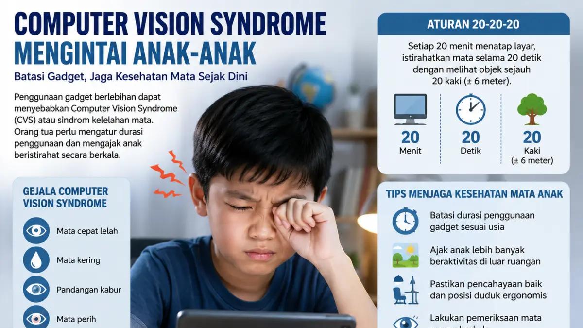 Ilustrasi Computer Vision Syndrome (CVS). F. chatgpt
