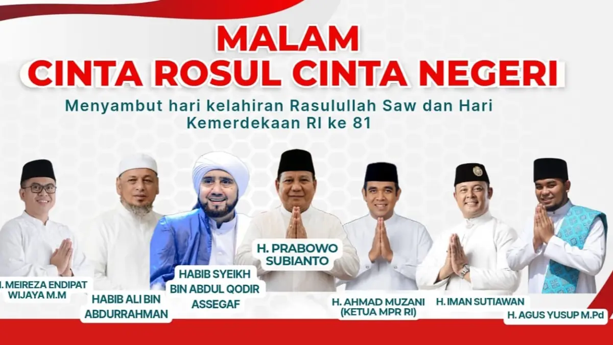 Poster acara Malam Cinta Rasul Cinta Negeri di Masjid Agung Raja Hamidah Batam Center yang akan berlangsung Minggu (2/8/2026). F ist