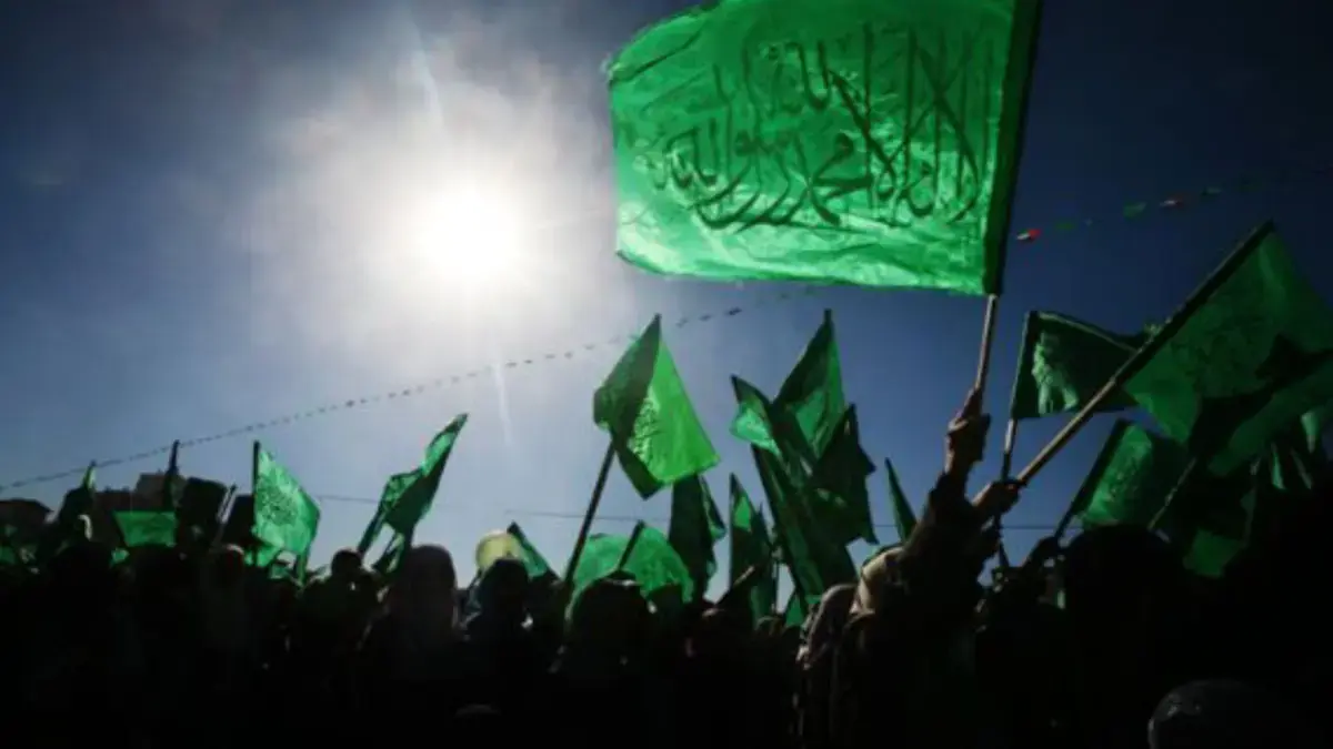 Ilustrasi atribut bendera Hamas. (Al-Jazeera)