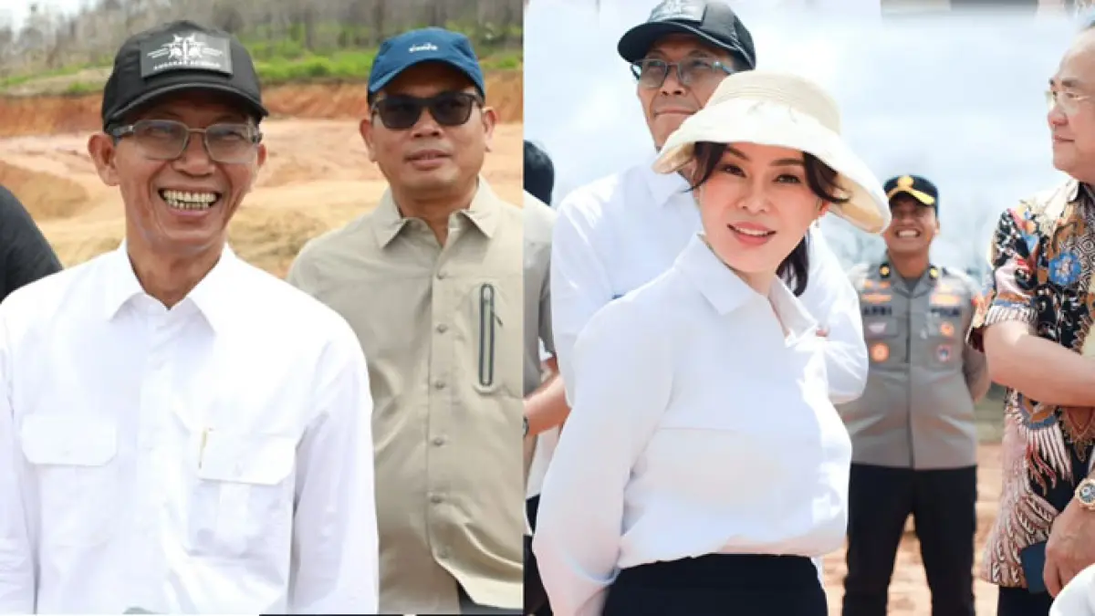 Kepala BP Batam, Amsakar Achmad bersama Wakil Kepala BP Batam, Li Claudia Chandra saat meninjau lokasi sekolah rakyat. 