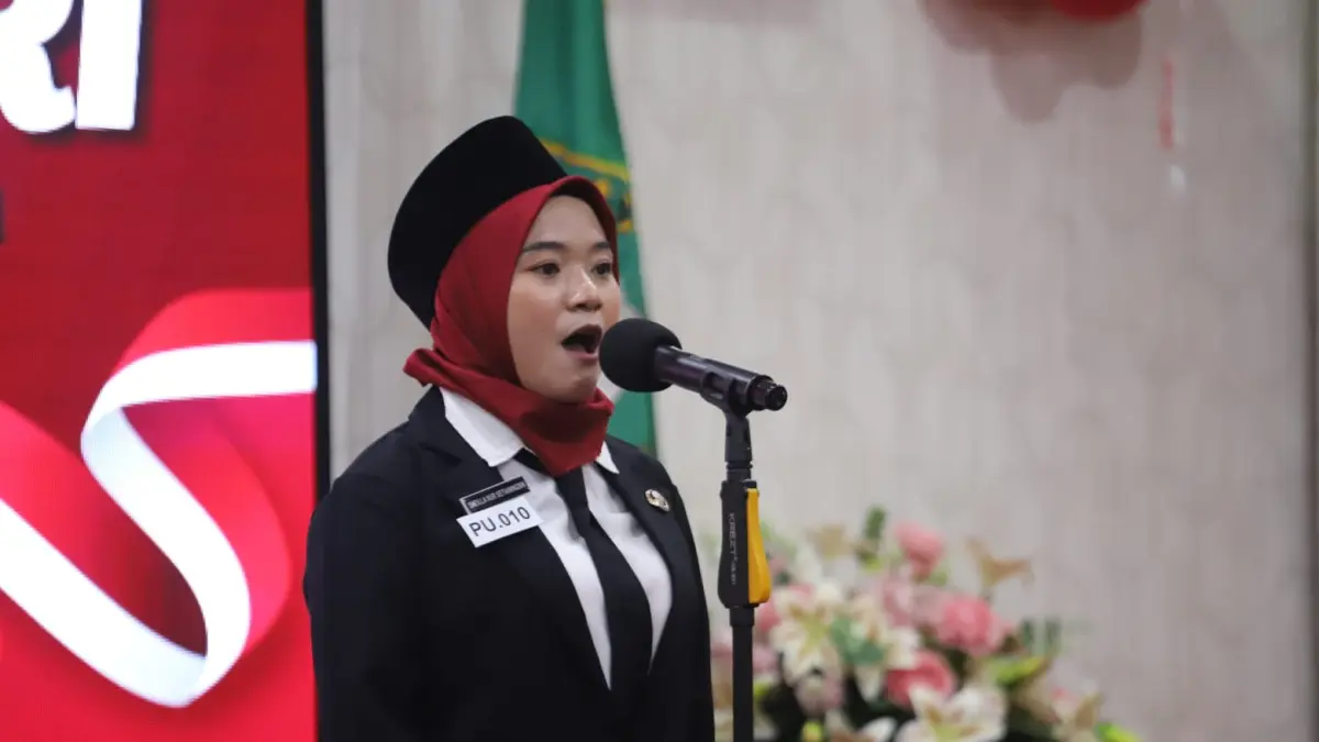 Pesrta yang tampil pada kegiatan Semarak Lomba Peringatan HUT ke-81 Republik Indonesia yang digelar Kantor Wilayah Kementerian Agama (Kanwil Kemenag) Provinsi Kepri di Aula Kanwil Kemenag Kepri, Rabu (12/8). F. Kemenag Kepri