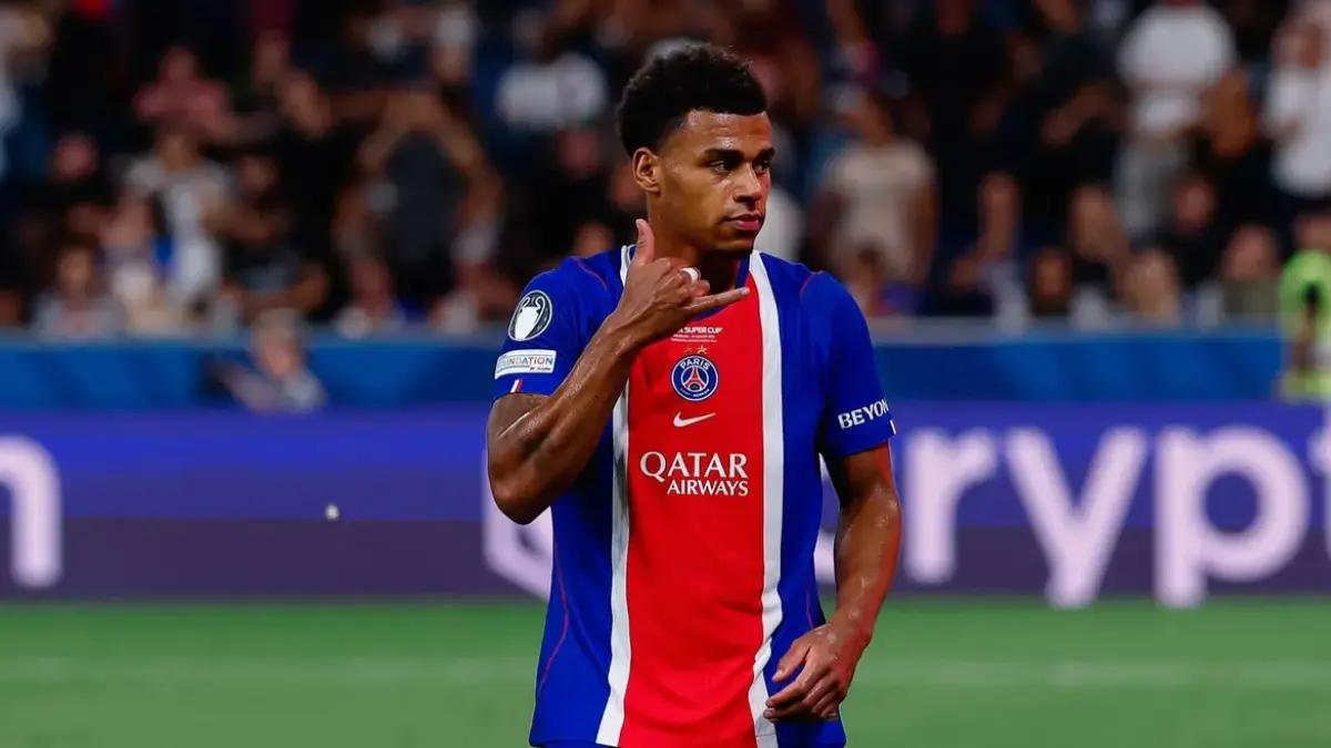 Desire Doue setelah jebol gawang Aston Villa di Piala Super Eropa. (Dok. PSG)