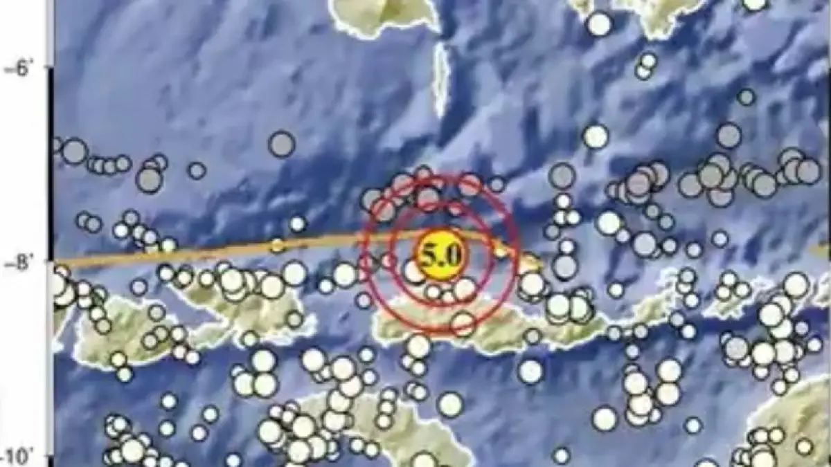 Tangkapan layar - Titik koordinat gempa yang terjadi Manggarai, NTT Senin (17/8/2026)  ANTARA/A Muzdaffar Fauzan