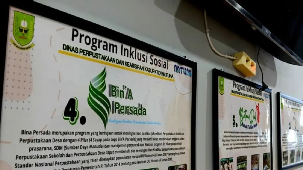 Papan informasi program di Perpustakaan Daerah Idrus M Tahar Natuna dalam meningkatkan literasi masyarakat. Foto: ANTARA/Muhamad Nurman