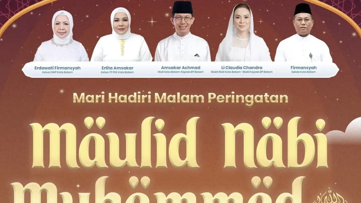 Wali Kota Batam Amsakar Achmad mengajak masyarakat menghadiri peringatan Maulid Nabi Muhammad SAW 1448 H di Tanjung Piayu, Senin (24/8/2026) malam. (Istimewa)
