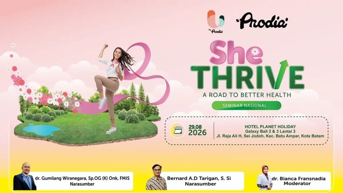 Prodia menggelar Seminar Nasional Awam “She Thrives: A Road to Better Health” di Hotel Planet Holiday, Batam, Sabtu (29/8). Dalam seminar itu, membahas pentingnya skrining dan upaya preventif untuk menjaga kesehatan perempuan. (Istimewa)