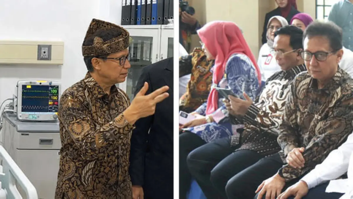 (Foto Kiri) Menteri Kesehatan, Budi Gunadi Sadikin (kanan) mengunjungi pasien yang telah menjalani operasi Proctoring Clipping Cerebral Aneurysma di RSUD Embung Fatimah Batam, Jumat (28/8). Foto: ANTARA/Amandine Nadja
(Foto Kanan) Menkes Budi Gunadi Sadikin didampingi Sekdako Batam, Firmansyah dan Diretur RSUD Embung Fatimah (EF), drg. Raden Roro Sri Widjayanti saat kunjungan di RSUD EF, Jumat (28/8). Foto: Cecep Mulyana/Batam