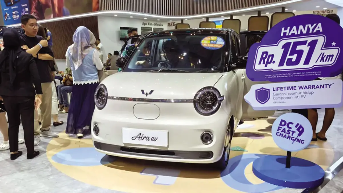 AIRA EV menjadi tulang punggung penjualan Wuling selama GIIAS 2026. Foto: Dony Lesmana/JawaPos.com