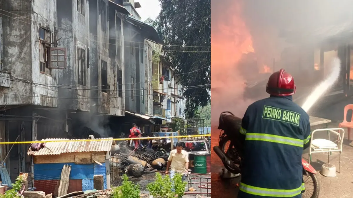 Sedikitnya tiga unit ruko dan tiga rumah liar yang berada tepat di seberang ruko hangus dilalap api. Kobaran api dengan cepat membesar hingga menghanguskan sejumlah barang yang berada di dalam bangunan.  F, Eusebius / Batam Pos