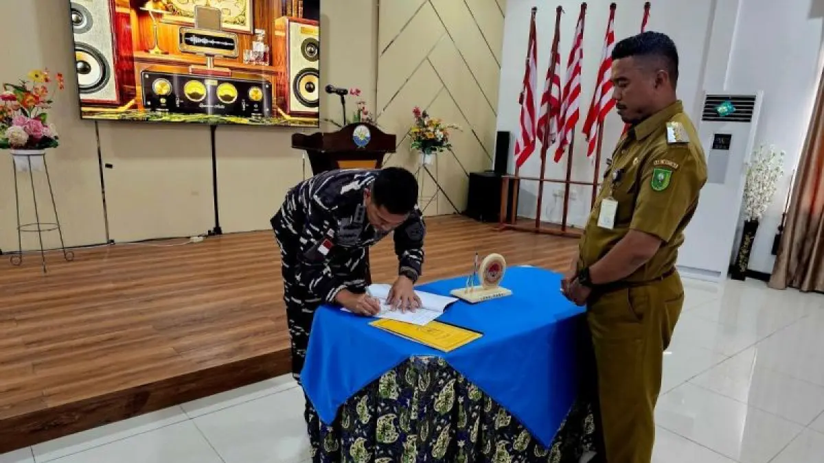 Penandatanganan hibah tanah di Mako Lanal Ranai pada Jumat (4/9/2026). ANTARA/Muhamad Nurman

