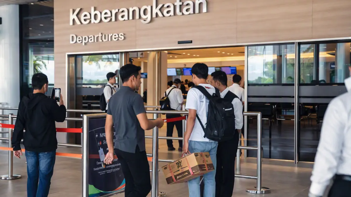 Suasan Bandara Hang Nadim di Batam saat Bandara Soetta di buka. F. Azis diperkata akal imitasi / Batam Pos