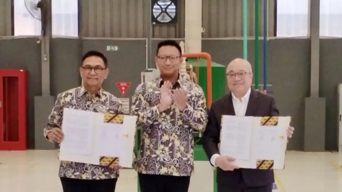 Penandatangan nota kesepahaman (MoU) Kerja Sama antara PT Solder Team Andalan Indonesia (STANIA) dengan Asahi Corporation untuk hilirisasi produk timah di Batam, Kepri, Jumat (11/9/2026). ANTARA/Angiela