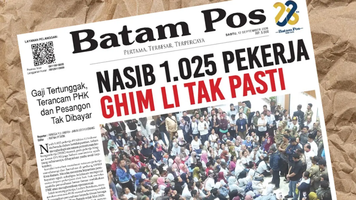 Halaman depan koran Batam  Pos edisi 12 September 2026