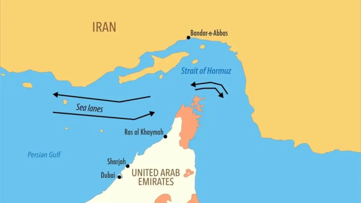 Ilustrasi jalur pelayaran di Selat Hormuz. (RTE)
