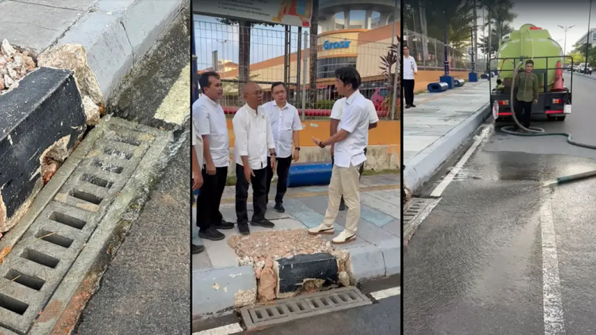 BP Batam menguji metode percepatan aliran air di 18 titik CBD Batam Center untuk mempercepat genangan masuk ke saluran drainase.  F. Sya