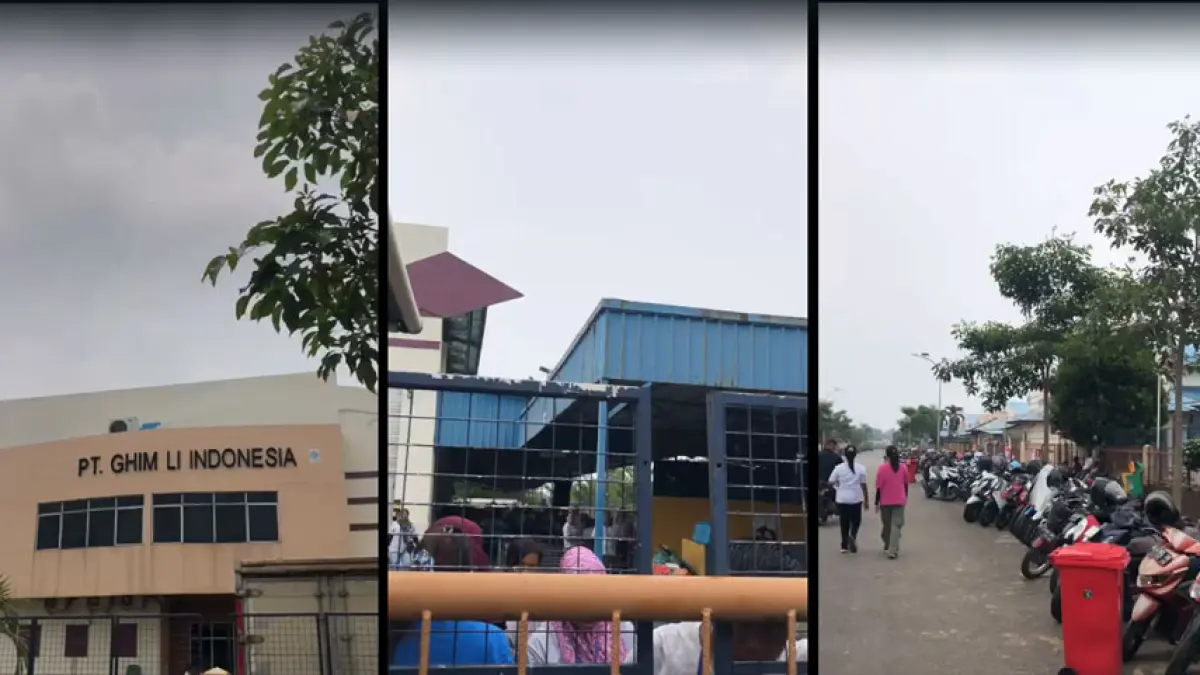 Suasana PT Ghim Li Indonesia. Para karyawan masih bertahan di area perusahaan di kawasan Tunas Industri, Batam, Senin (14/9)