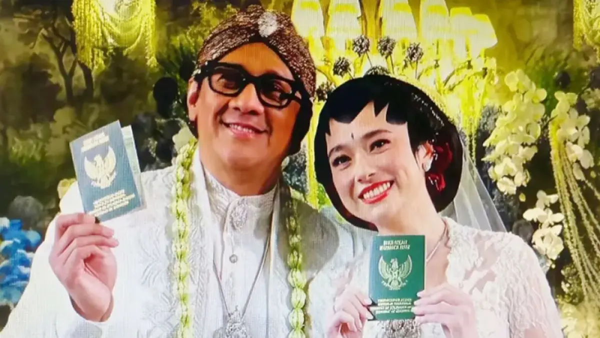 Andre Taulany dan Amanda Rigby resmi menikah. Foto: TikTok: frappucindo
