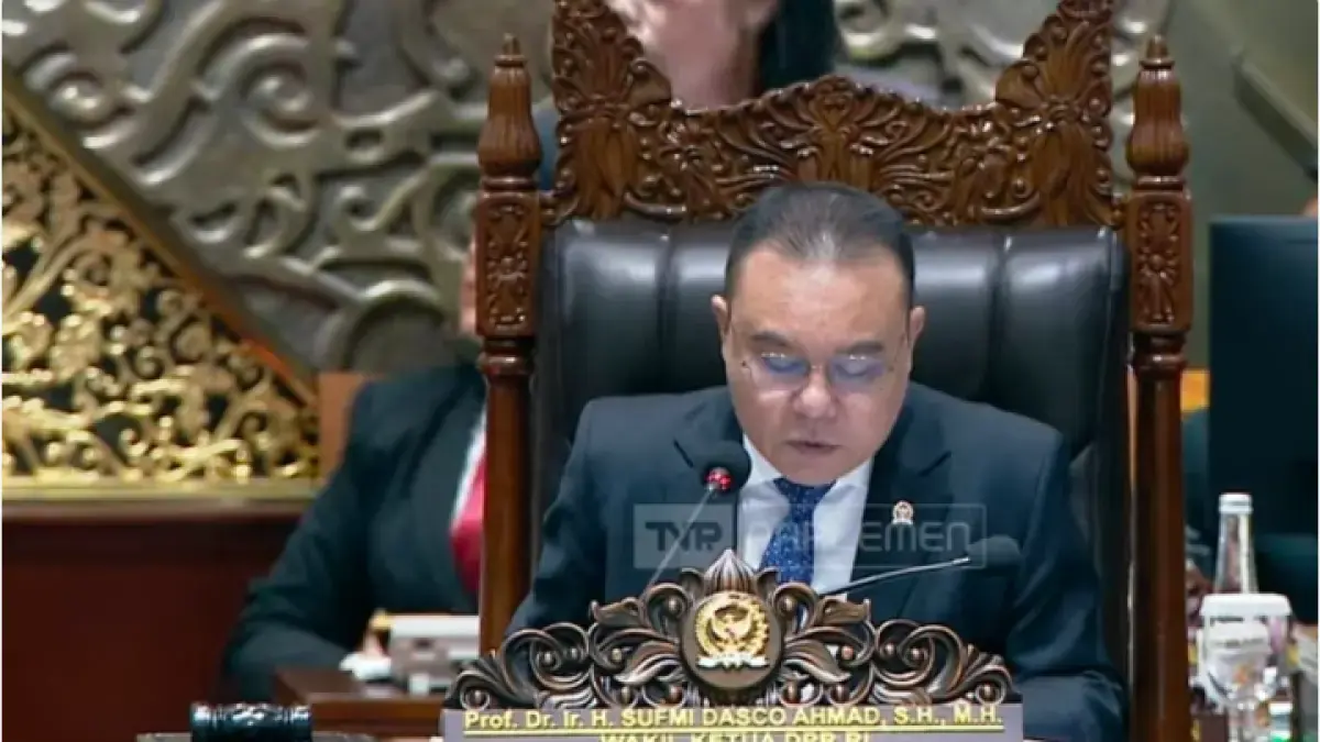 Wakil Ketua DPR RI Sufmi Dasco Ahmad memimpin Rapat Paripurna DPR RI ke-6 Masa Persidangan I Tahun Sidang 2026-2027, Selasa (22/9).