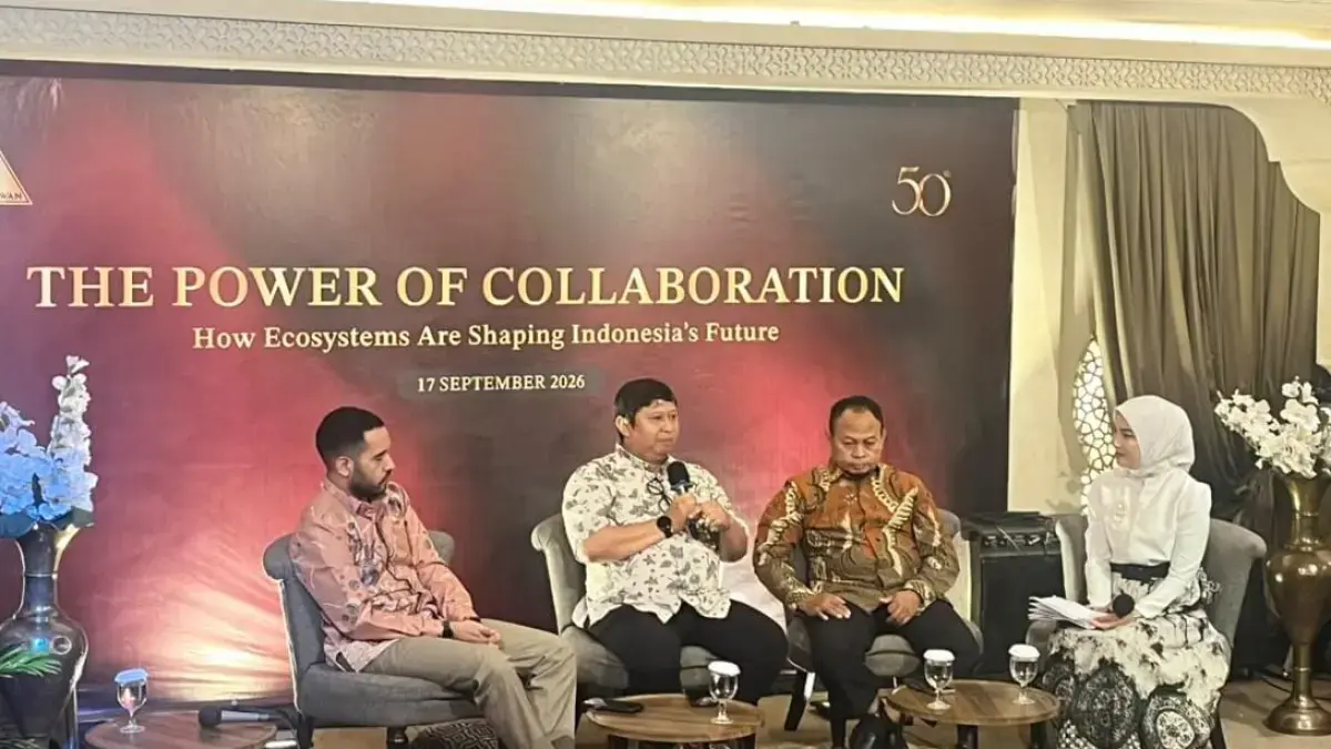 Diskusi dalam Binawan National Media Gathering 2026 dengan tema “The Power of Collaboration: How Ecosystems Are Shaping Indonesia’s Future". (JawaPos)
