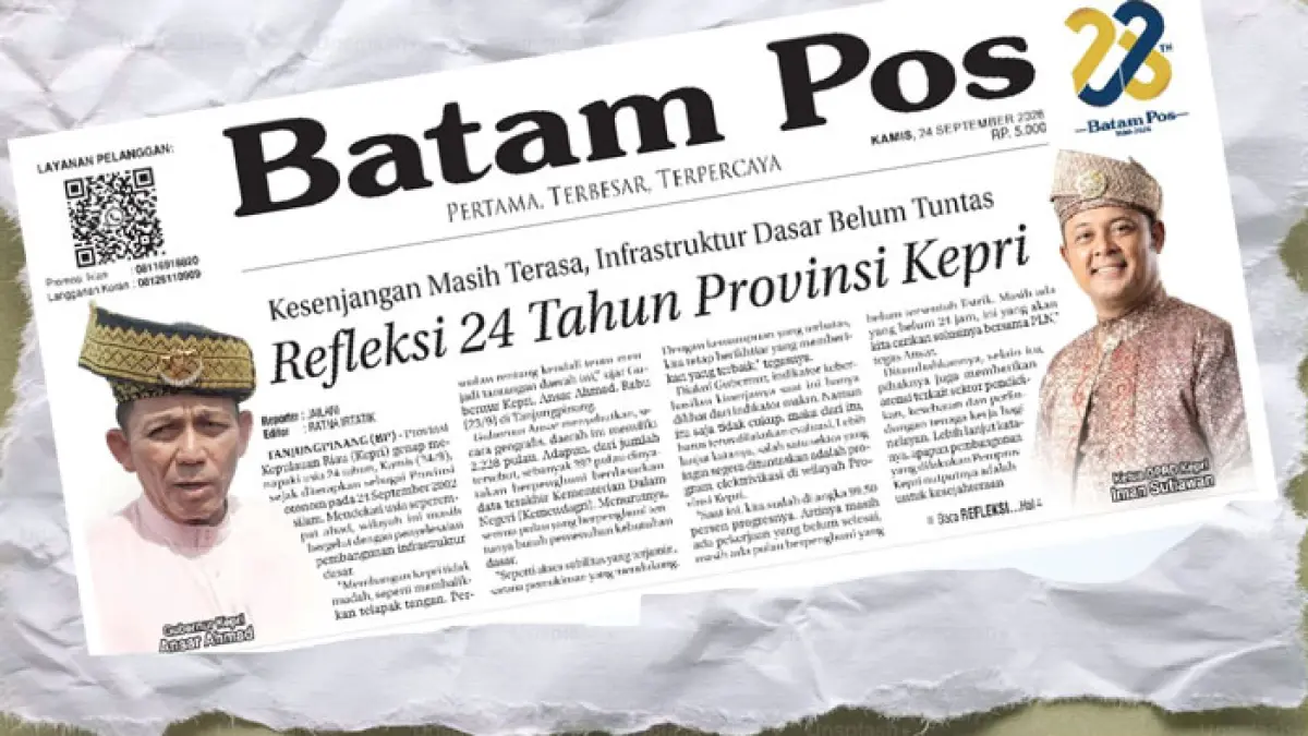 Halaman depan koran Batam Pos edisi 24 September 2026
